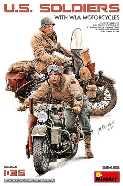MiniArt 1:35 Scale - US Soldiers with WLA Motorcycles